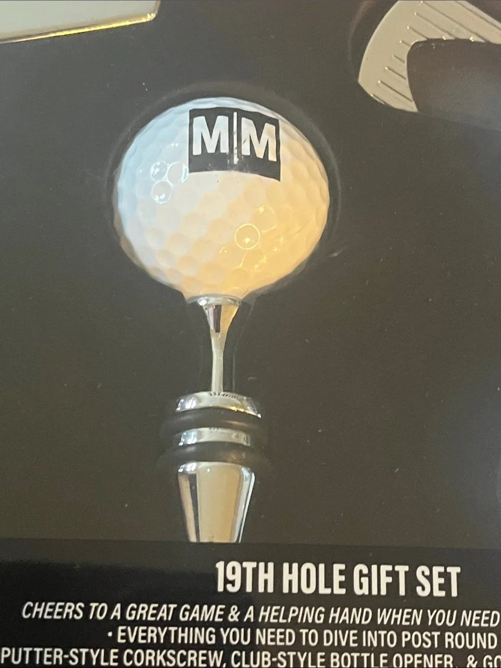 Mad Man Golf 19th Hole Gift Set Bar Corkscrew Bottle Opener Wine Stopper new